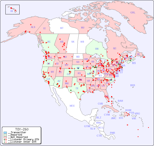 __North American Reception Map for TOY-260