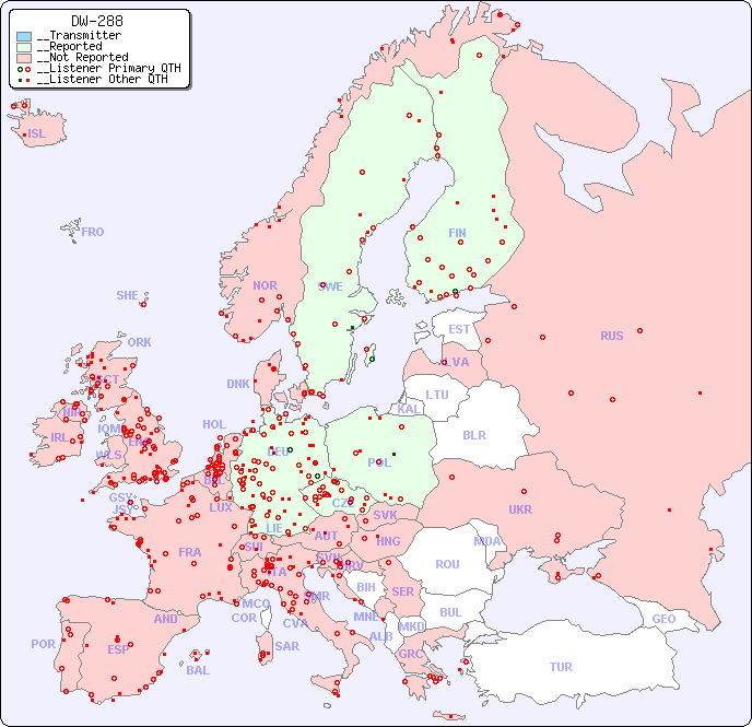 __European Reception Map for DW-288