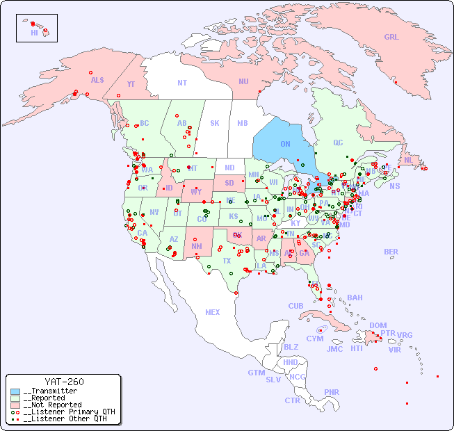 __North American Reception Map for YAT-260