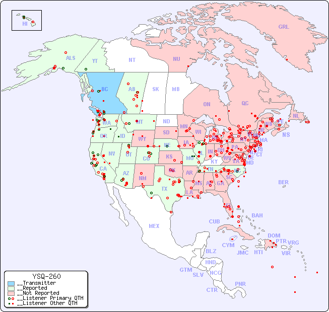__North American Reception Map for YSQ-260