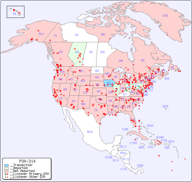 __North American Reception Map for POH-314