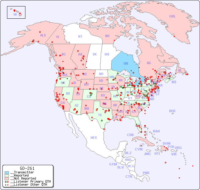 __North American Reception Map for GD-261