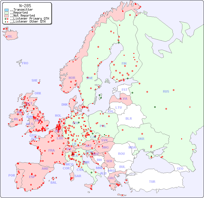 __European Reception Map for N-285