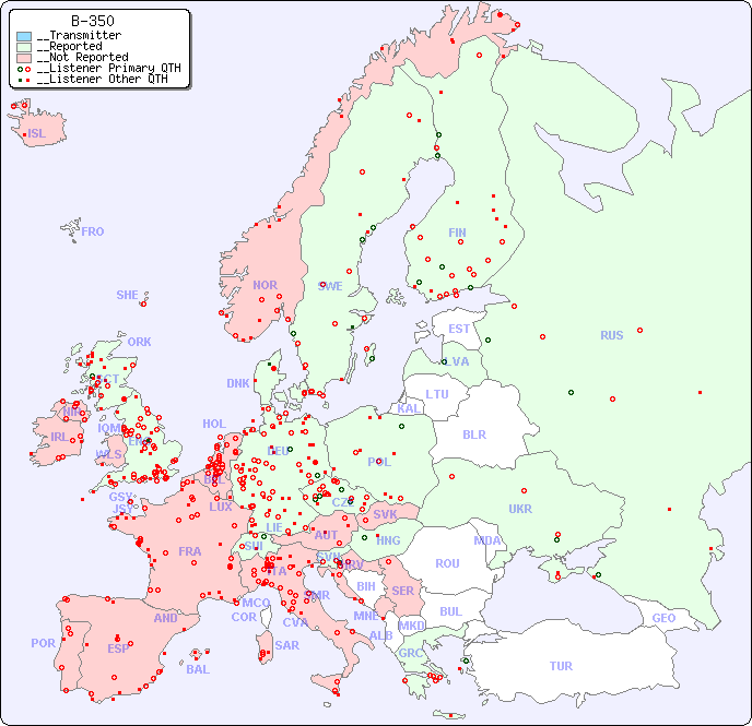 __European Reception Map for B-350