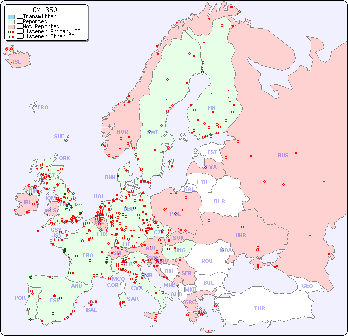 __European Reception Map for GM-350