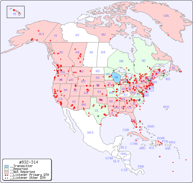 __North American Reception Map for #832-314