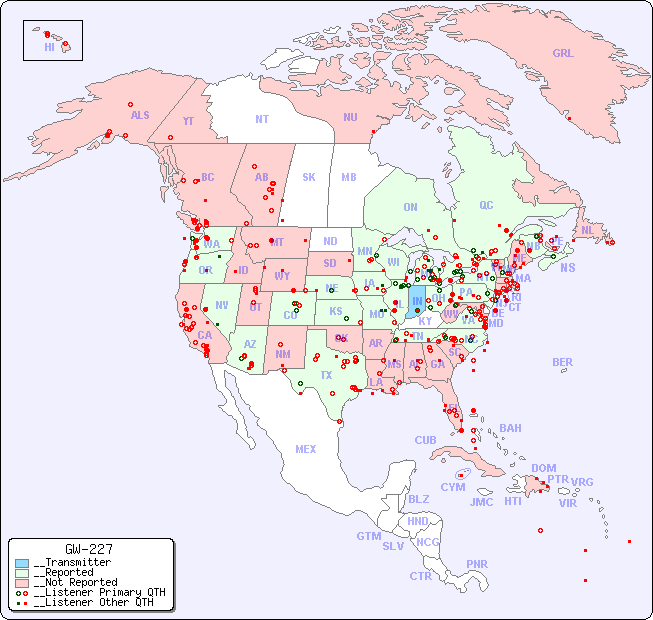 __North American Reception Map for GW-227