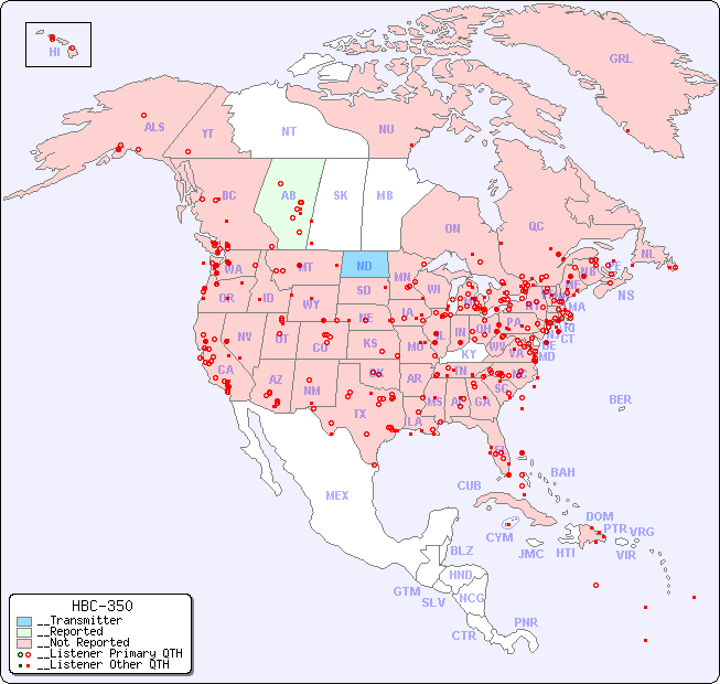 __North American Reception Map for HBC-350