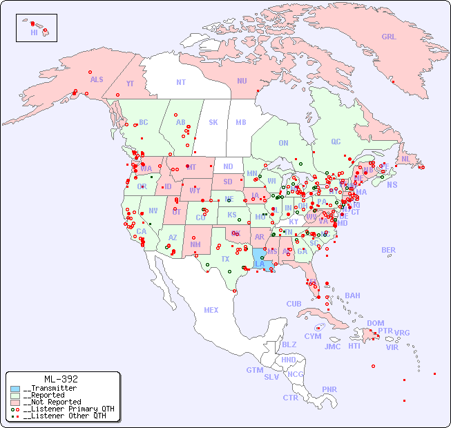 __North American Reception Map for ML-392