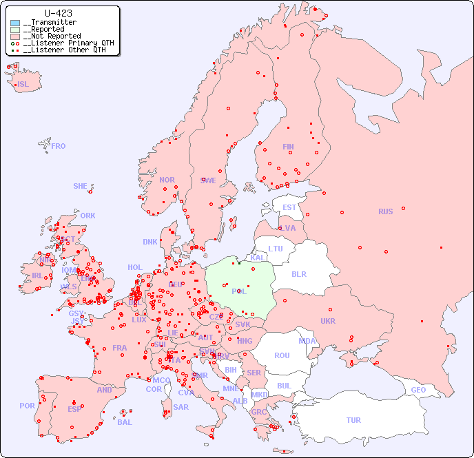 __European Reception Map for U-423