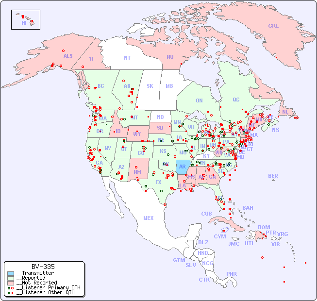 __North American Reception Map for BV-335