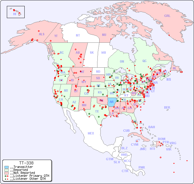 __North American Reception Map for TT-338