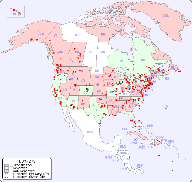 __North American Reception Map for DOM-273