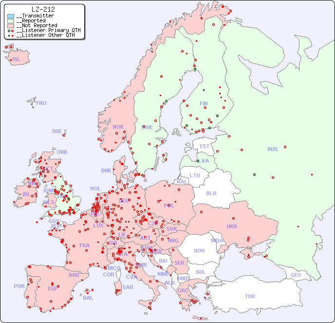 __European Reception Map for LZ-212