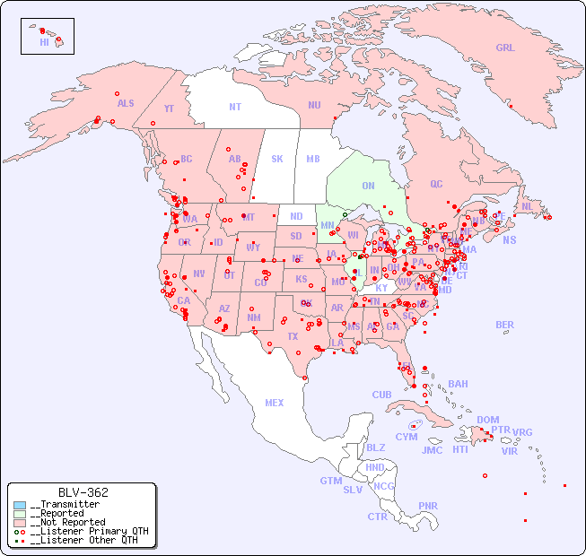 __North American Reception Map for BLV-362