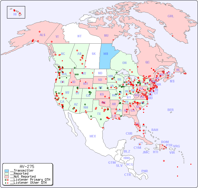 __North American Reception Map for AV-275