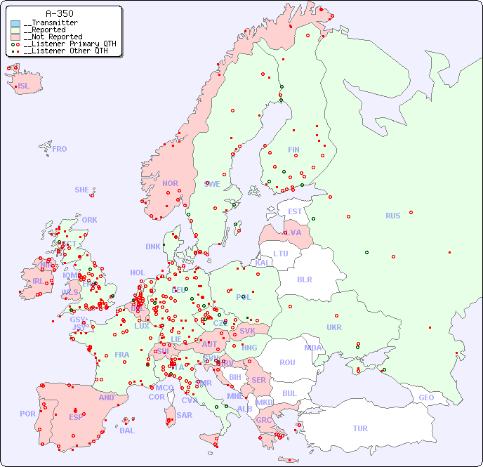 __European Reception Map for A-350