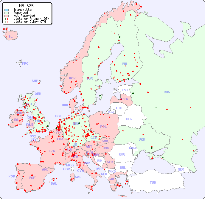 __European Reception Map for MB-625