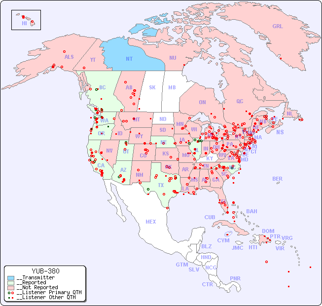 __North American Reception Map for YUB-380