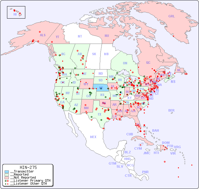 __North American Reception Map for HIN-275