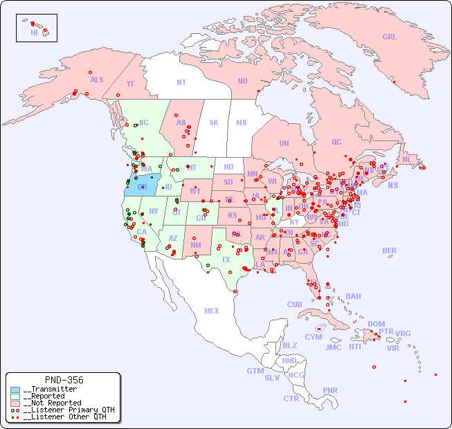 __North American Reception Map for PND-356