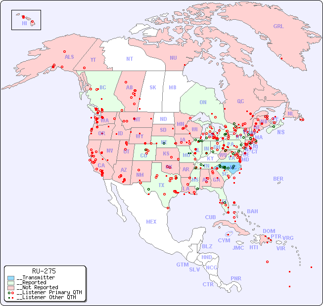 __North American Reception Map for RU-275