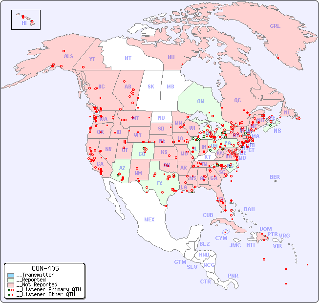 __North American Reception Map for CON-405