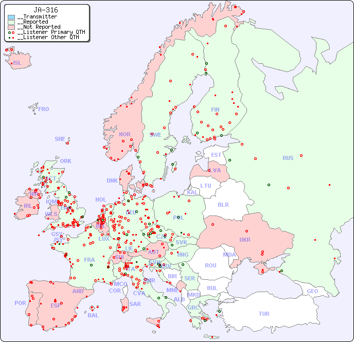 __European Reception Map for JA-316