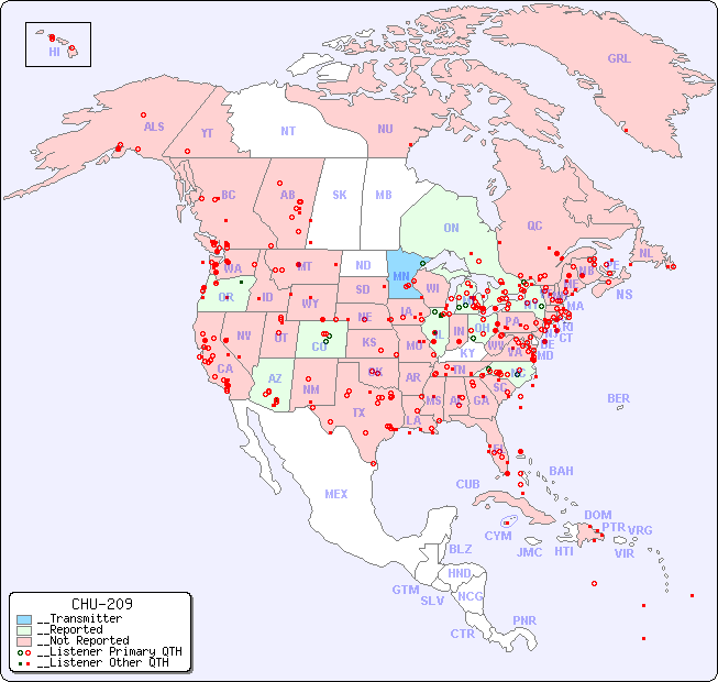 __North American Reception Map for CHU-209