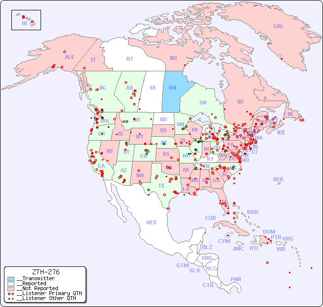 __North American Reception Map for ZTH-276
