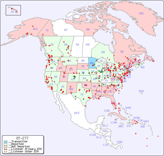 __North American Reception Map for OT-277