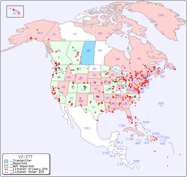 __North American Reception Map for V2-277