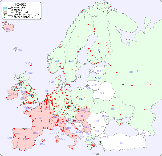 __European Reception Map for HZ-920