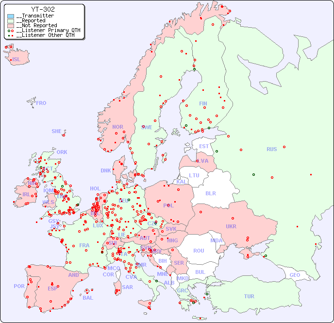 __European Reception Map for YT-302