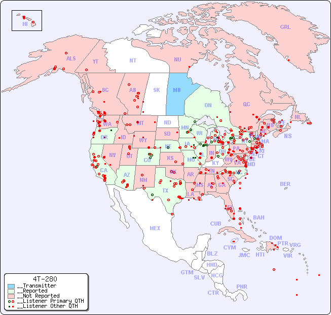 __North American Reception Map for 4T-280
