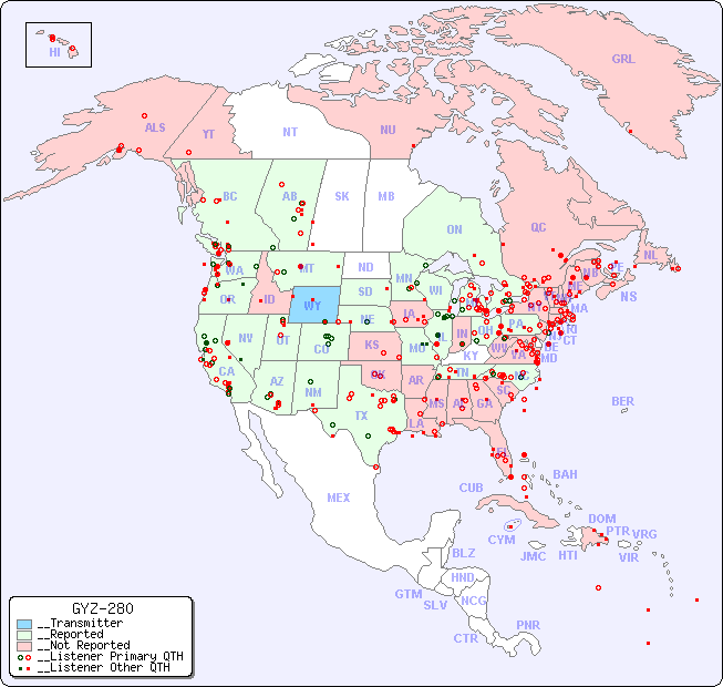 __North American Reception Map for GYZ-280