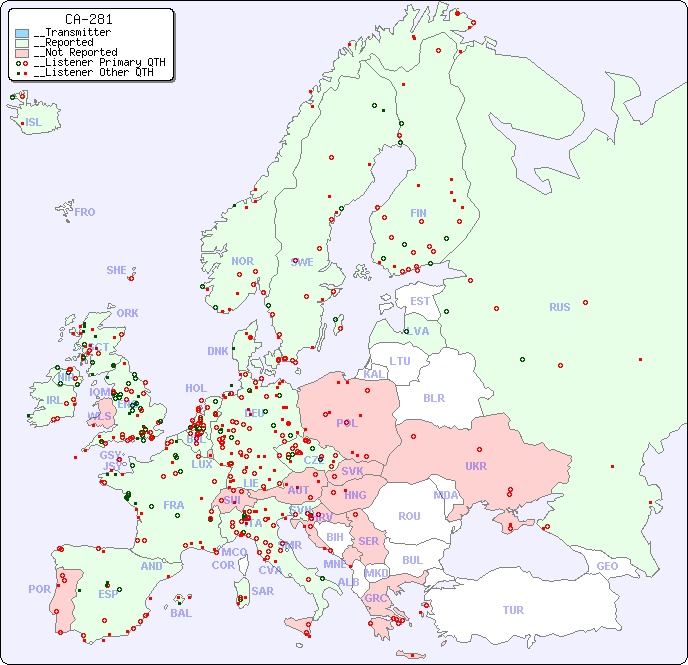 __European Reception Map for CA-281