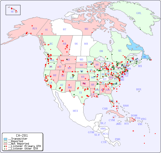 __North American Reception Map for CA-281