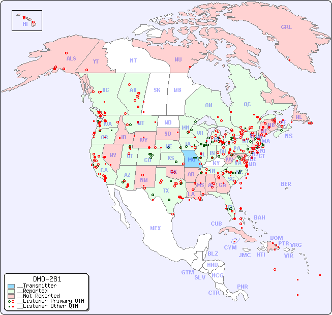 __North American Reception Map for DMO-281