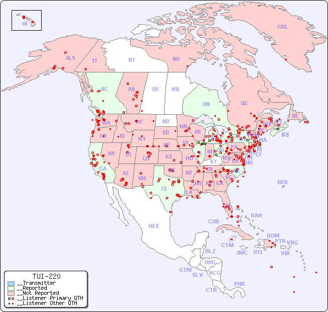 __North American Reception Map for TUI-220