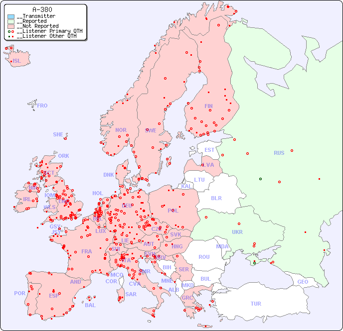 __European Reception Map for A-380