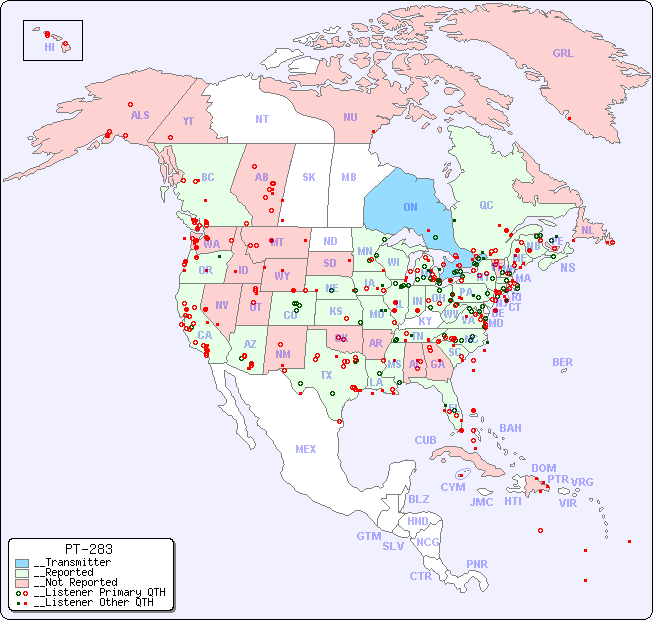 __North American Reception Map for PT-283