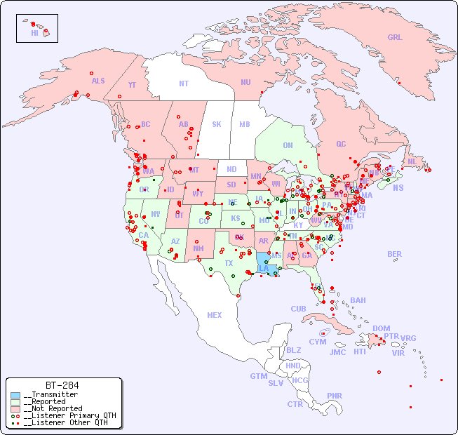 __North American Reception Map for BT-284