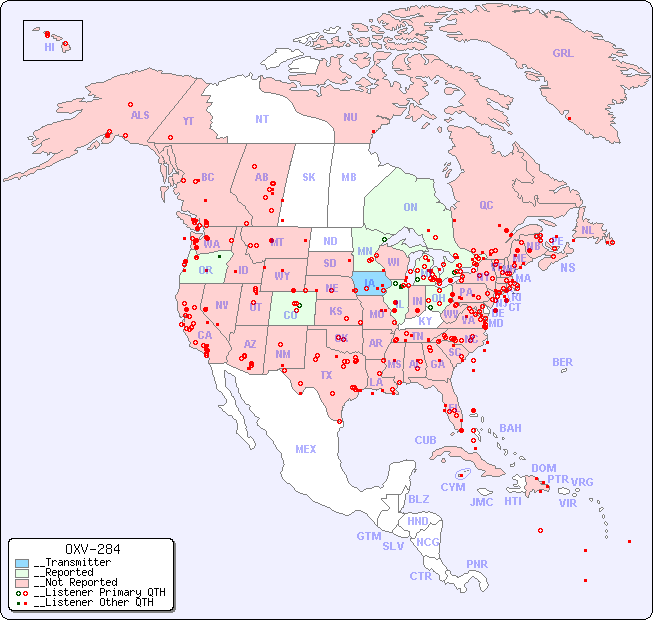 __North American Reception Map for OXV-284