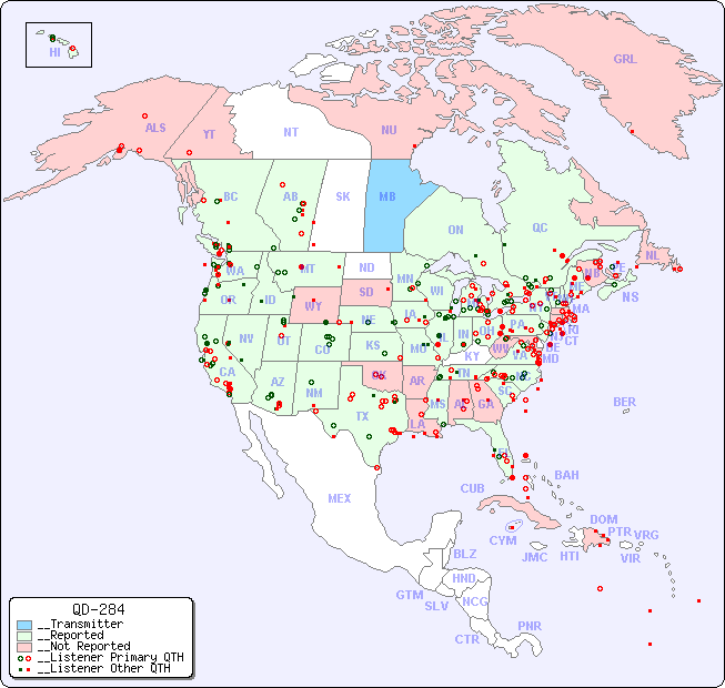 __North American Reception Map for QD-284