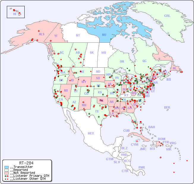 __North American Reception Map for RT-284