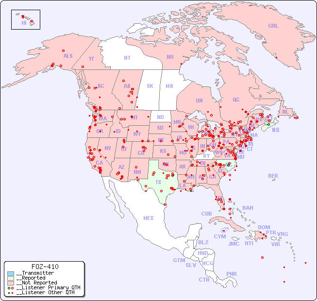 __North American Reception Map for FOZ-410