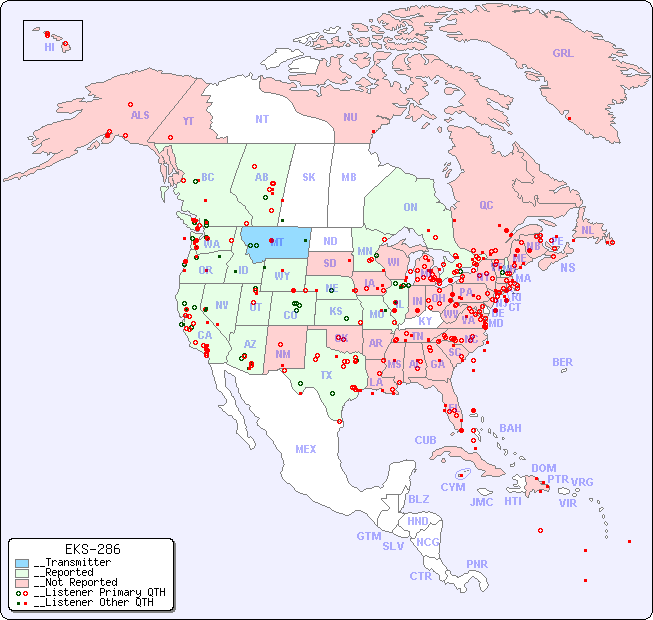 __North American Reception Map for EKS-286