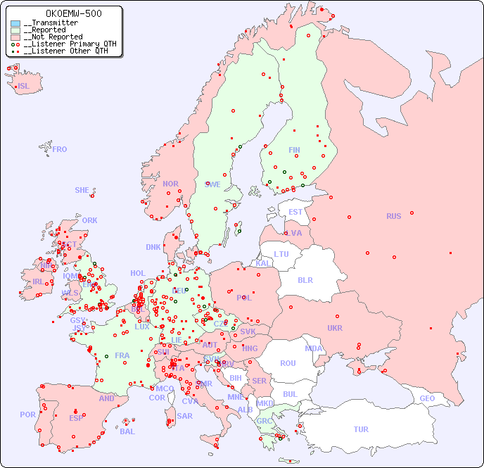 __European Reception Map for OK0EMW-500