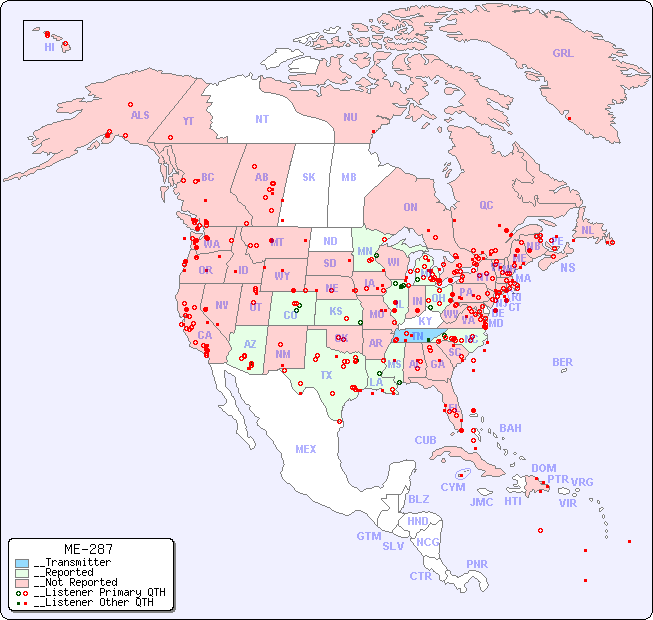 __North American Reception Map for ME-287